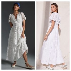 Maeve by Anthropologie Somerset Maxi Dress White Eyelet Lace